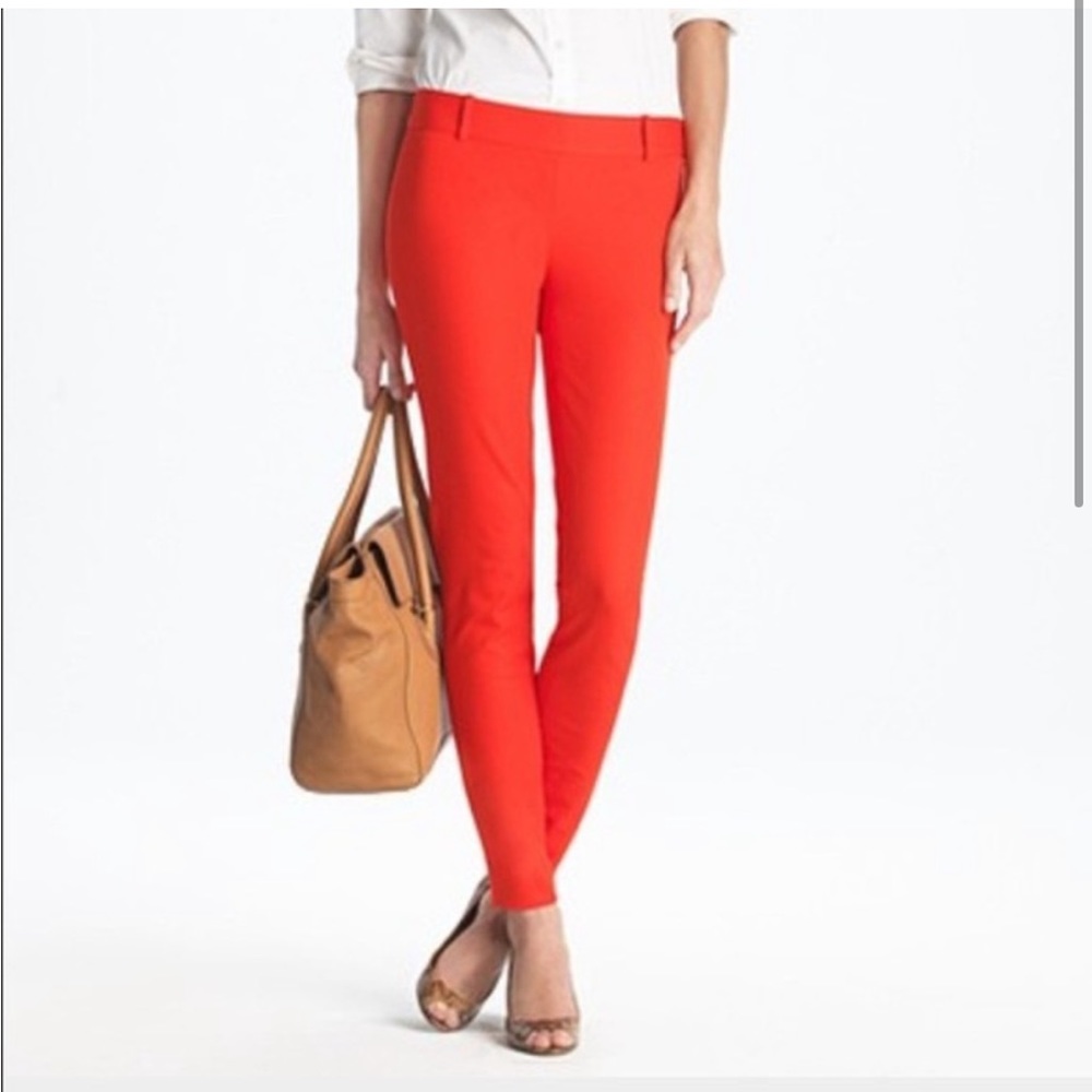 NWT JCrew Red Winnie Pant Side Zip Slit Pockets Size 10